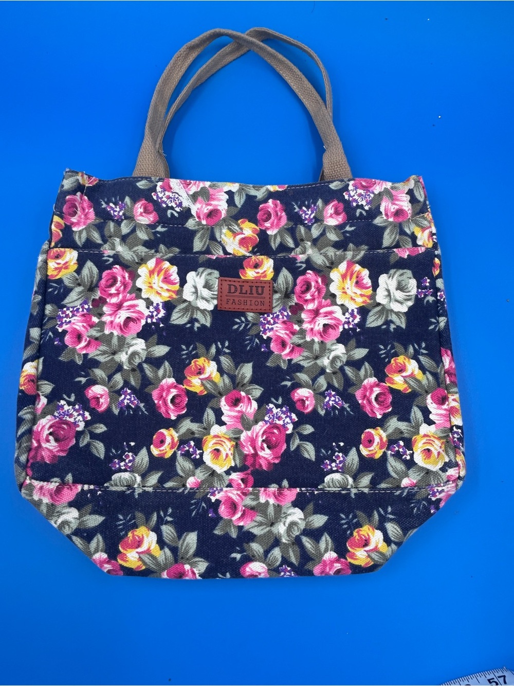 Navy Floral Tote Bag